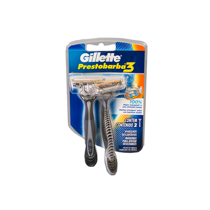 GILLETTE PRESTOBARBA 3 MAQUINA DESECHABLE BLISTER 2 HOMBRE