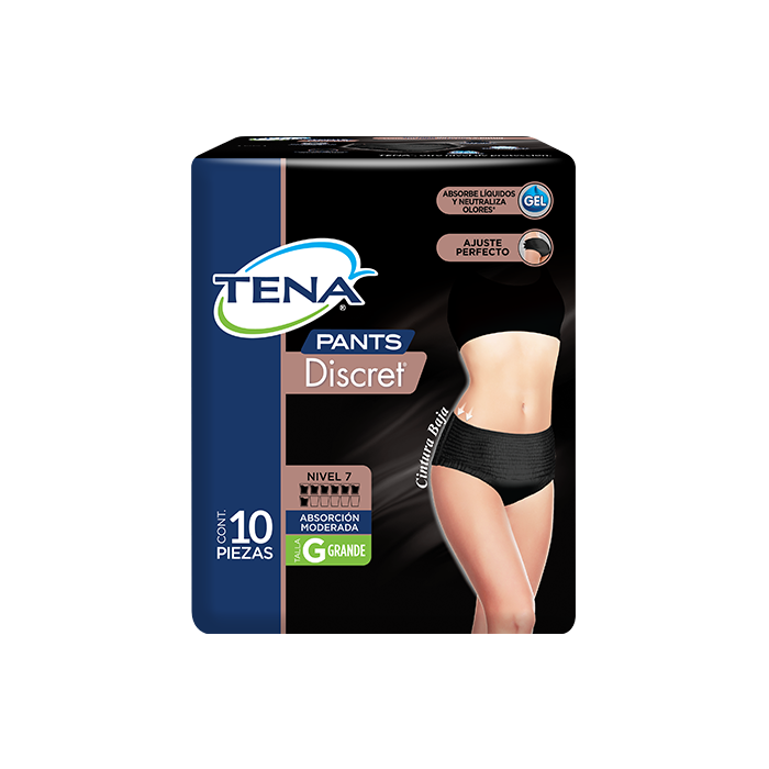 TENA PANTS DISCR NEGRO G 10 UN