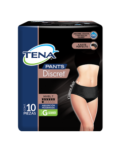 TENA PANTS DISCR NEGRO G 10 UN