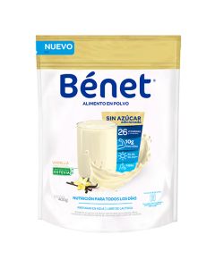 BENET BEBIDA EN POLVO VAINILLA SIN AZUCAR DOYPACK 400 G