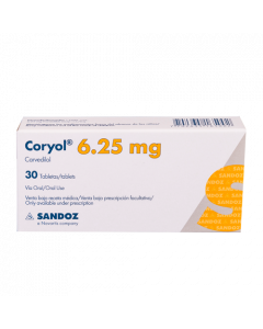 CORYOL TABLETAS 6.25 MG 