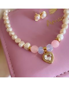 CONJUNTO AMAPOLA PERLAS CORAZÓN