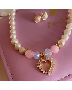 CONJUNTO AMAPOLA PERLAS CORAZÓN VACÍO